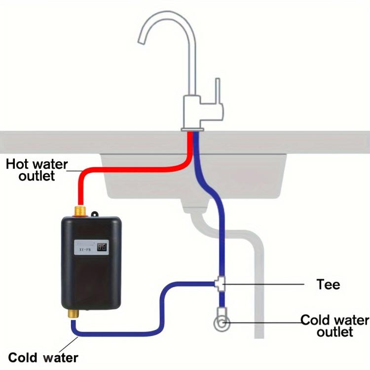 3000W Small Tankless Electric Water Heater For Kitchen Bathroom US Plug(Black) - free shipping - PMC TechLife - Order now!