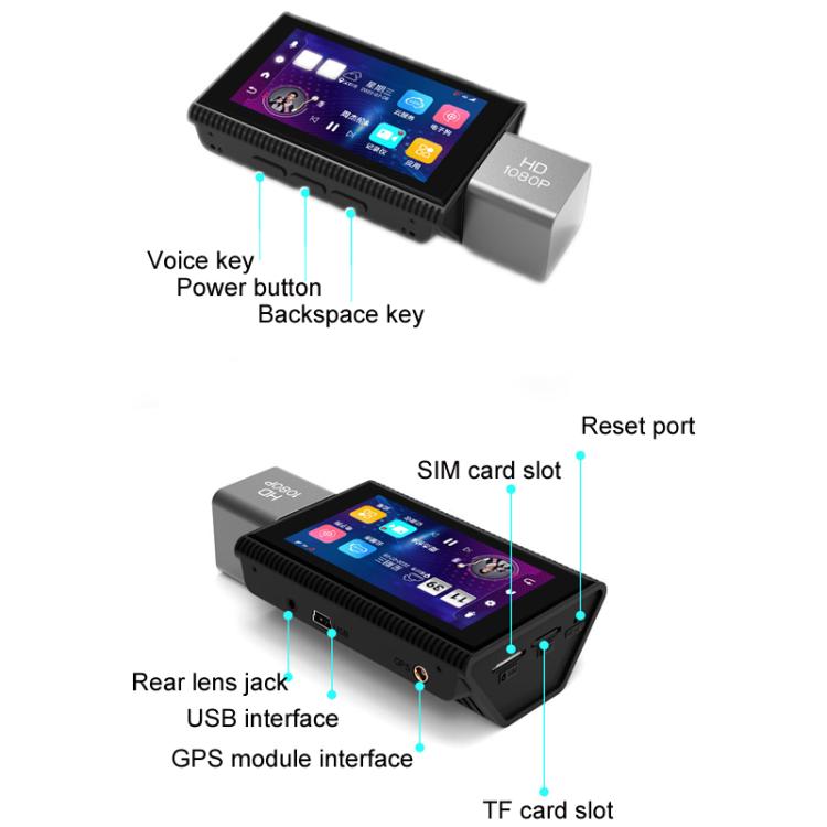 International Version AI Operation 4G Night Vision Remote Monitoring Driving Recorder(Front + Rear) - Car DVRs by PMc TechLife | Online Shopping South Africa | PMc TechLife | Buy Now Pay Later Mobicred