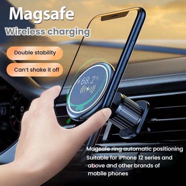 15W Car Magnetic Wireless Charging Phone Holder Alloy Base, Spec: Air Outlet Black - Wireless Charger Holders by PMc TechLife | Online Shopping South Africa | PMc TechLife | Buy Now Pay Later Mobicred