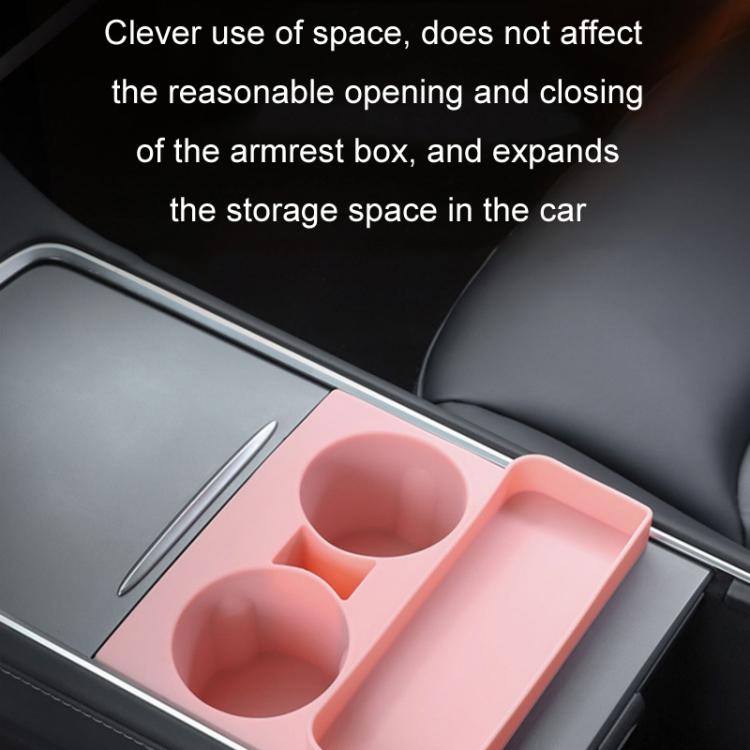 For Tesla 21-23 Model 3/Y Central Control Integrated Silicone Storage Cup Holder(Pink) - Car Drink Holders by PMc TechLife | Online Shopping South Africa | PMc TechLife | Buy Now Pay Later Mobicred