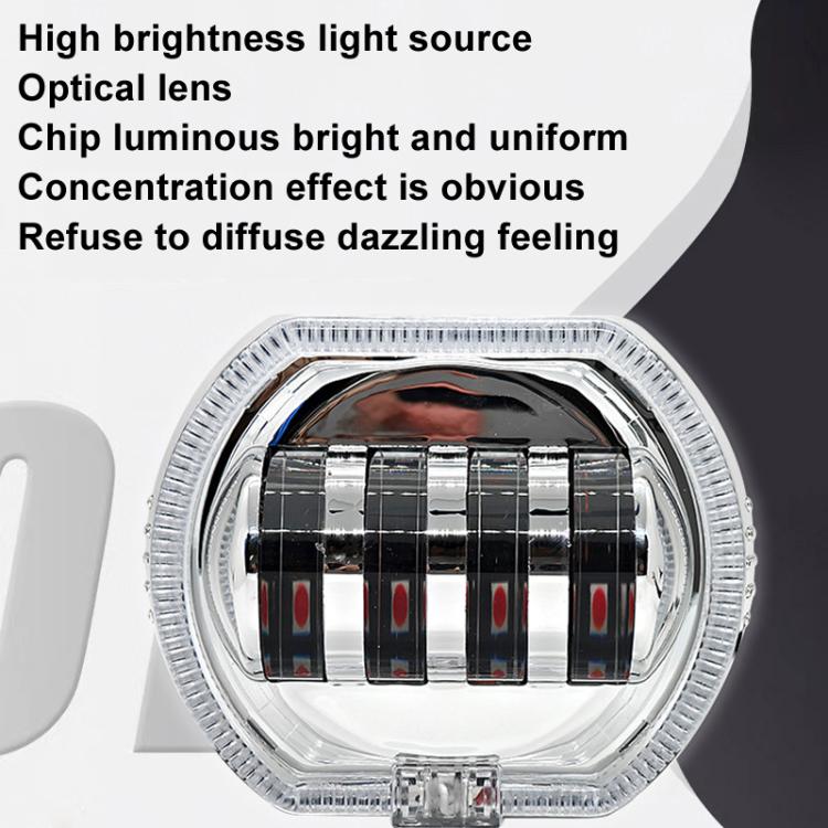 Motorcycle Electric Vehicle General Modification LED Headlight 4 Beads Double Lens Lamps, Style: Green Aperture+Blue Devil Eye - free shipping - PMC TechLife - Order now!