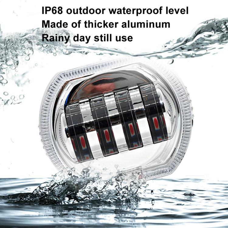 Motorcycle Electric Vehicle General Modification LED Headlight 4 Beads Double Lens Lamps, Style: Blue Aperture+Red Devil Eye - Headlights by PMC TechLife | Online Shopping South Africa | PMC TechLife | Buy Now Pay Later Mobicred