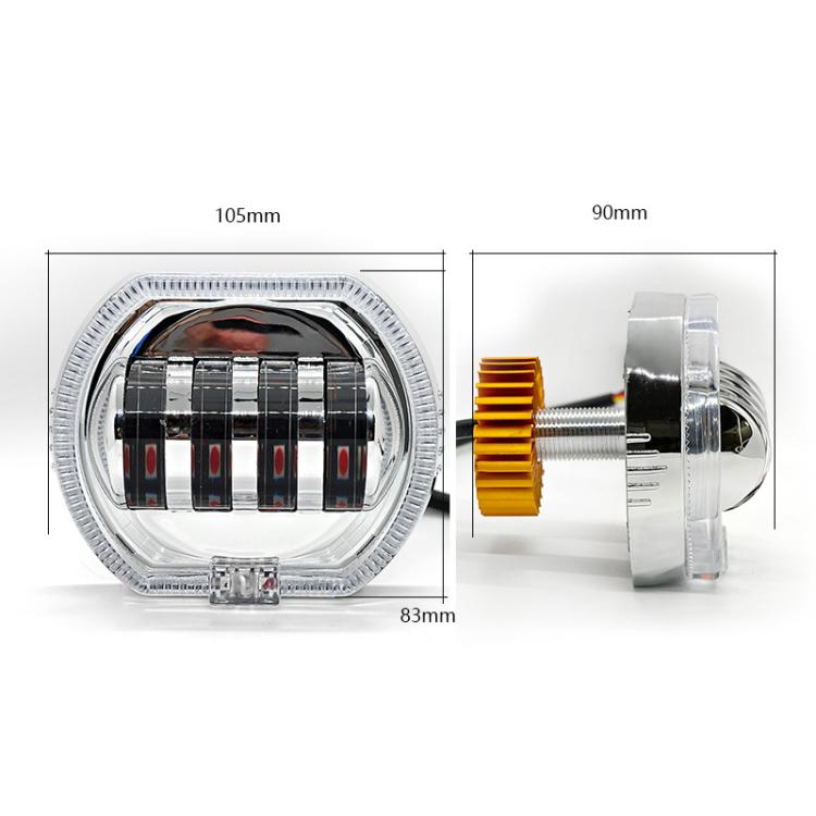 Motorcycle Electric Vehicle General Modification LED Headlight 4 Beads Double Lens Lamps, Style: Blue Aperture+Red Devil Eye - Headlights by PMC TechLife | Online Shopping South Africa | PMC TechLife | Buy Now Pay Later Mobicred