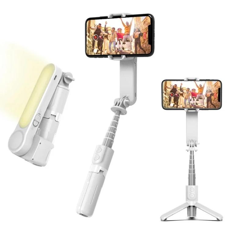 L09 Mini Handheld Folding Anti-shake Stabilizer Bluetooth Beauty Fill Light Selfie Stick(White) - Selfie Sticks by PMC TechLife | Online Shopping South Africa | PMC TechLife | Buy Now Pay Later Mobicred