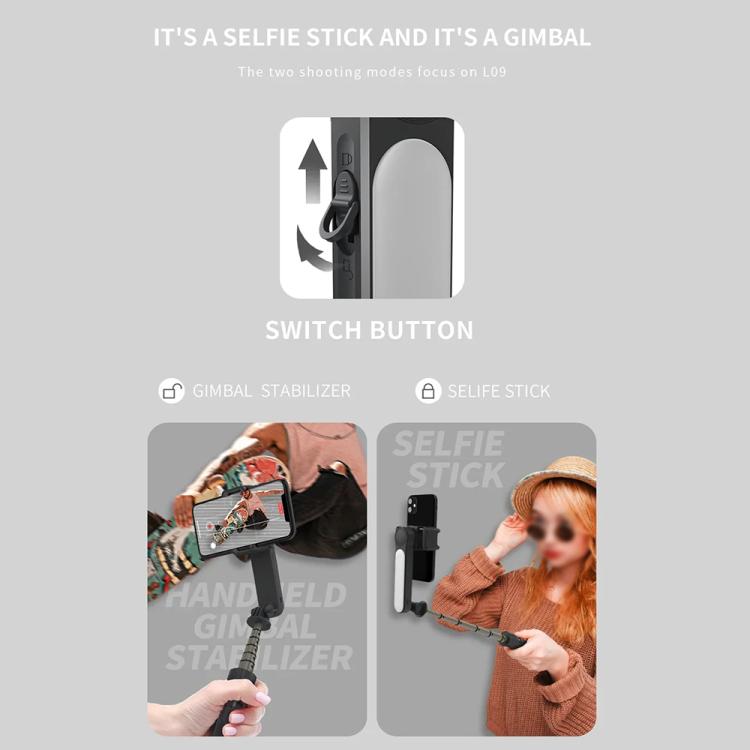 L09 Mini Handheld Folding Anti-shake Stabilizer Bluetooth Beauty Fill Light Selfie Stick(White) - Selfie Sticks by PMC TechLife | Online Shopping South Africa | PMC TechLife | Buy Now Pay Later Mobicred