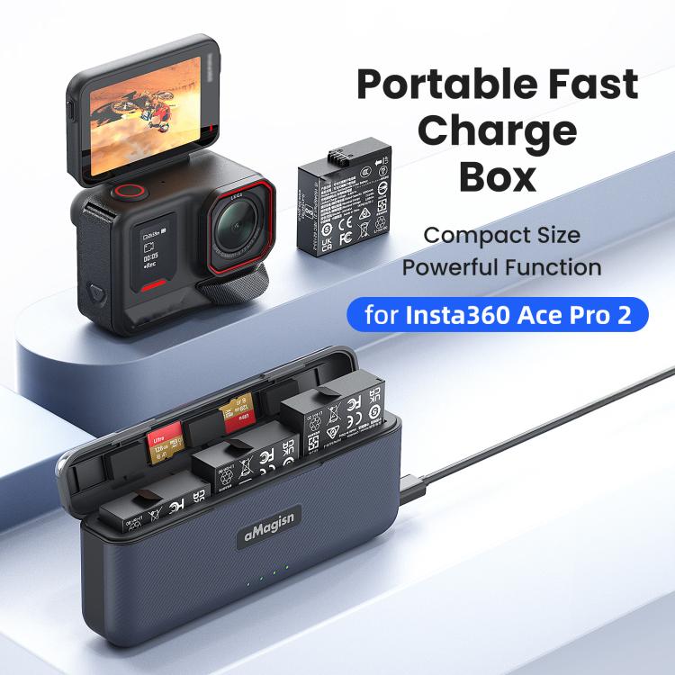 For Insta360 Ace Pro 2 Battery aMagisn Fast Charging Box Charger Storage Compartment - free shipping - PMC TechLife - Order now!