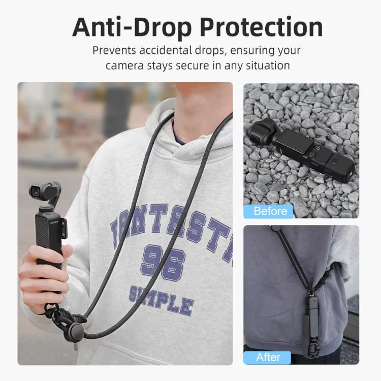 BRDRC Sport Camera Lanyard With 1/4 Inch Screw Anti-Lost Crossbody Lanyard(Black Rope Gray Knot) - Camera Strap by BRDRC | Online Shopping South Africa | PMc TechLife | Buy Now Pay Later Mobicred