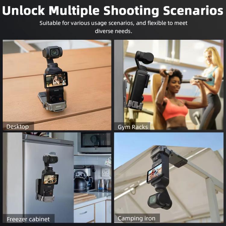 For DJI OSMO Pocket 3 BRDRC PO3005 Multi-functional Magnetic Base Expansion Back Clip Holder Adapter Bezel Accessory(Tarnish) - free shipping - PMC TechLife - Order now!