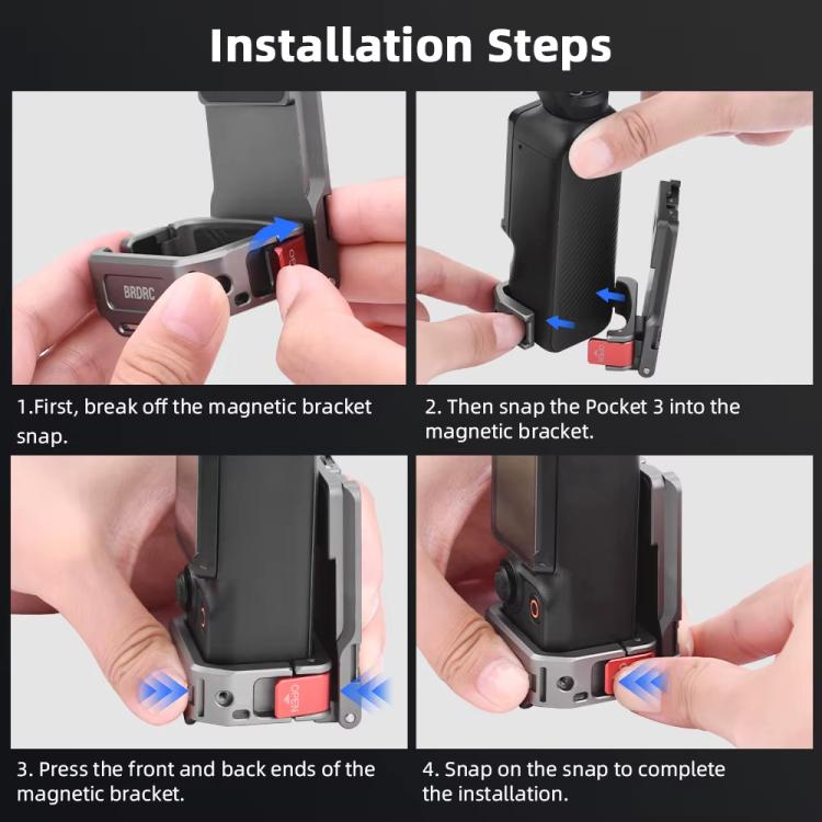 For DJI OSMO Pocket 3 BRDRC PO3005 Multi-functional Magnetic Base Expansion Back Clip Holder Adapter Bezel Accessory(Tarnish) - free shipping - PMC TechLife - Order now!