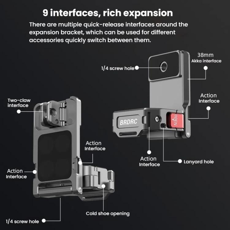 For DJI OSMO Pocket 3 BRDRC PO3005 Multi-functional Magnetic Base Expansion Back Clip Holder Adapter Bezel Accessory(Tarnish) - free shipping - PMC TechLife - Order now!