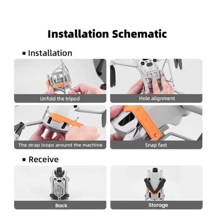 For DJI Mini 4 Pro BRDRC Booster Landing Gear Folding Strap Kickstand(Orange) - free shipping - PMc TechLife - Order now!