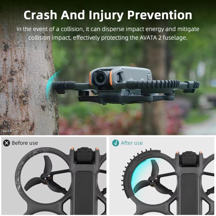 For DJI Avata 2 BRDRC 4pcs Paddle Protection Bumper Rings(Black) - free shipping - PMC TechLife - Order now!