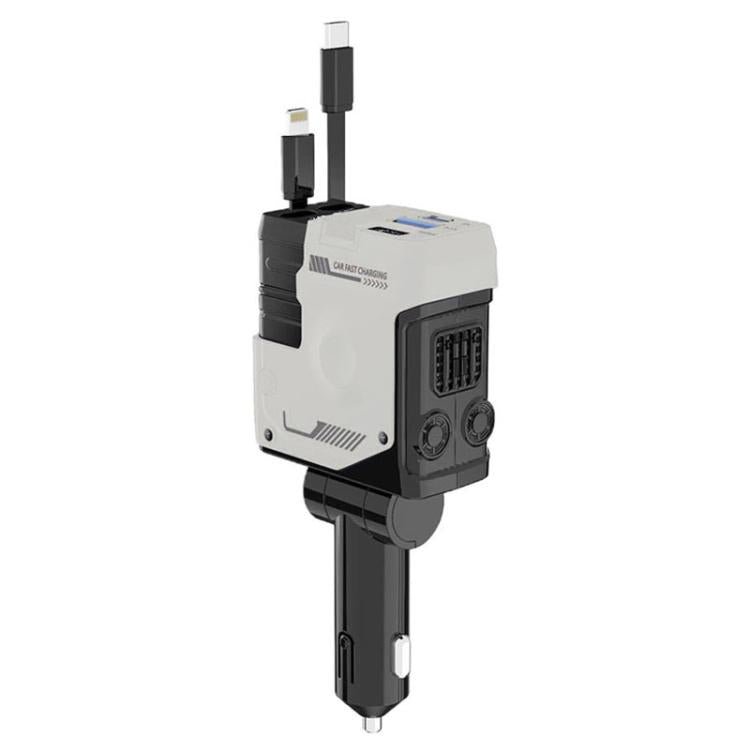 A1 Car 4 In 1 Digital Fast Charger With Retractable Cable(White) - free shipping - PMc TechLife - Order now!