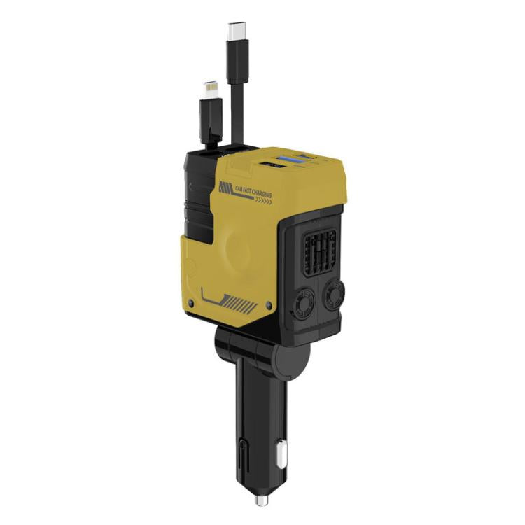 A1 Car 4 In 1 Digital Fast Charger With Retractable Cable(Yellow) - Car Charger by PMc TechLife | Online Shopping South Africa | PMc TechLife | Buy Now Pay Later Mobicred