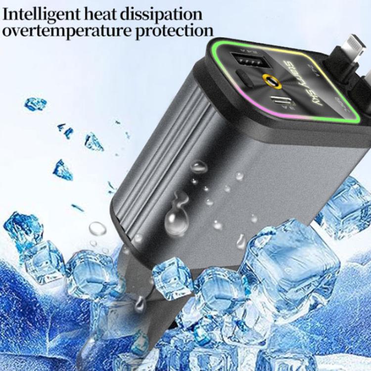 C3 Car Star Spotlight 4 In 1 Charger With Retractable Cable(Dark Gray) - free shipping - PMc TechLife - Order now!