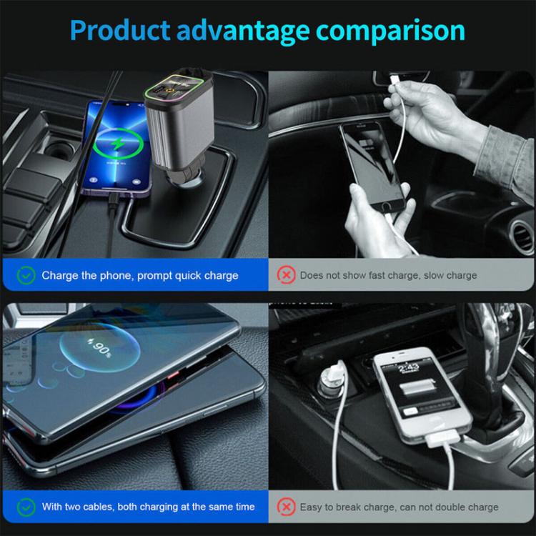 C3 Car Star Spotlight 4 In 1 Charger With Retractable Cable(Dark Gray) - free shipping - PMc TechLife - Order now!