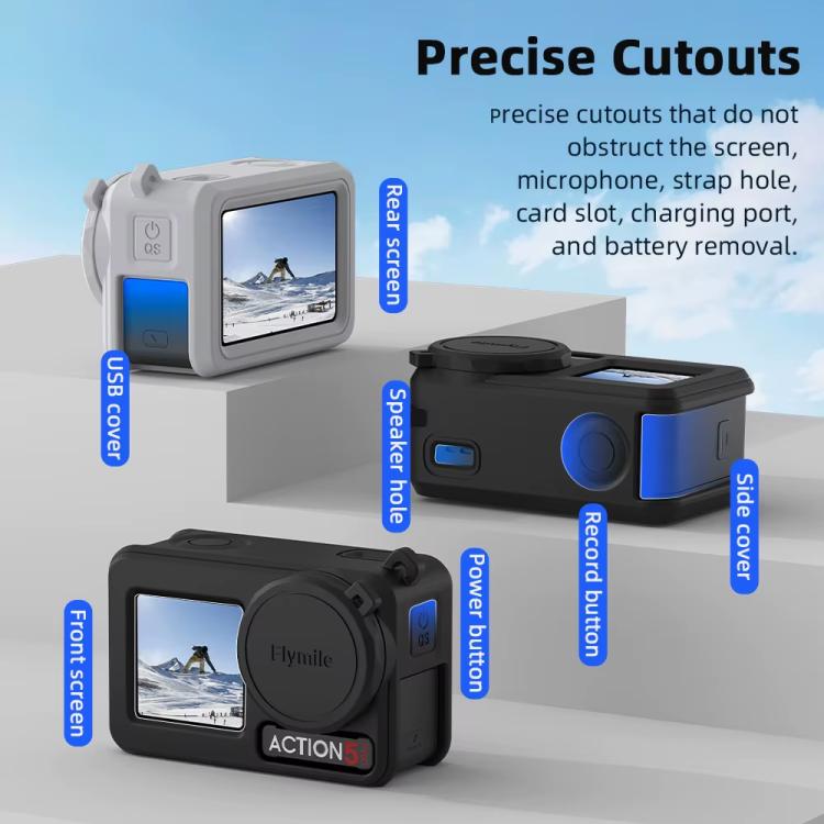For DJI Osmo Action 3 / 4 / 5 Pro Flymile Silicone Cover Sport Camera Lens Drop Cases(Black) - free shipping - PMC TechLife - Order now!