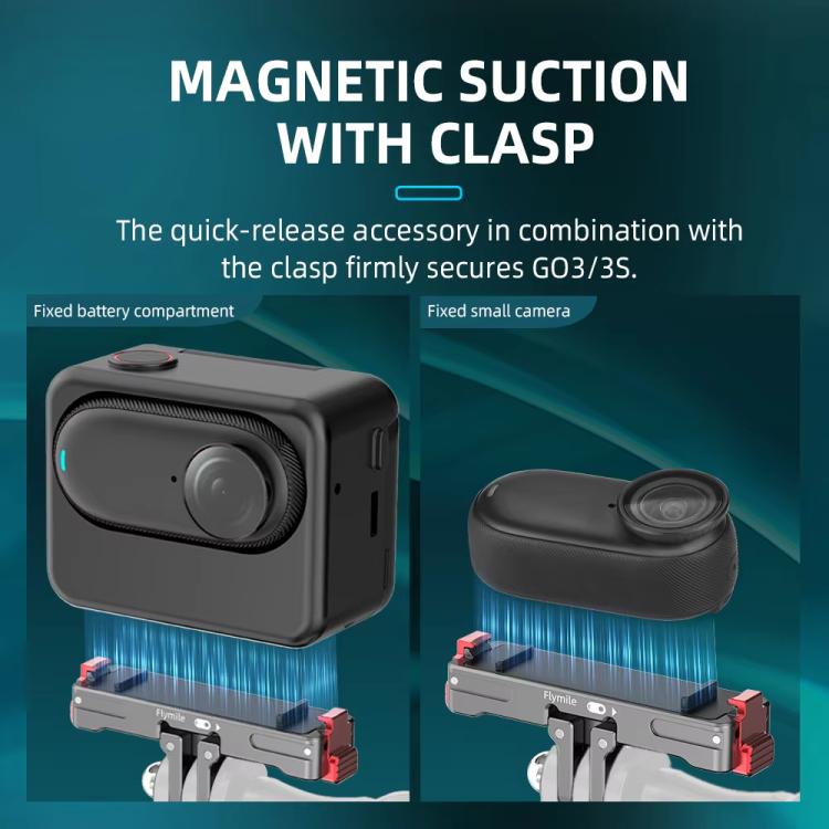 For Insta360 GO 3 / 3S Flymile Magnetic Metal Quick Release Base Sports Camera Adapter Bracket(Tarnish) - free shipping - PMC TechLife - Order now!