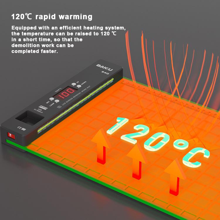 BAKU BA-940 16-inch LCD Screen Removal Work Mat With Heating System and Dust Lighting EU Plug - free shipping - PMC TechLife - Order now!