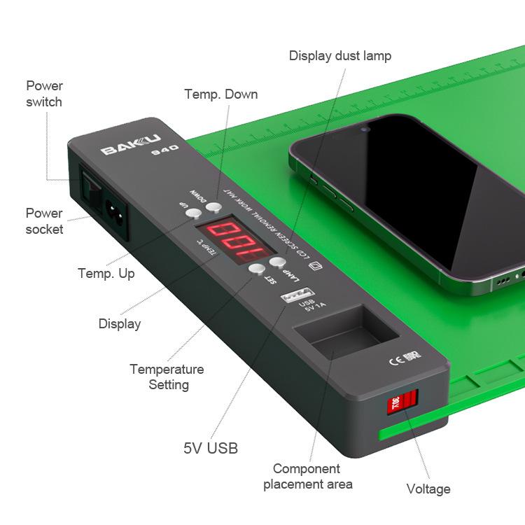 BAKU BA-940 16-inch LCD Screen Removal Work Mat With Heating System and Dust Lighting US Plug - free shipping - PMC TechLife - Order now!