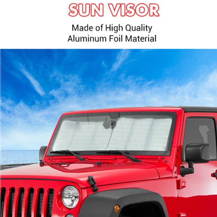 51.9 x 16.1inch For Jeep 2007-2017 Wrangler JK Car Front Windshield Sunshade(Black+Silver) - Window Foils & Solar Protection by PMc TechLife | Online Shopping South Africa | PMc TechLife | Buy Now Pay Later Mobicred