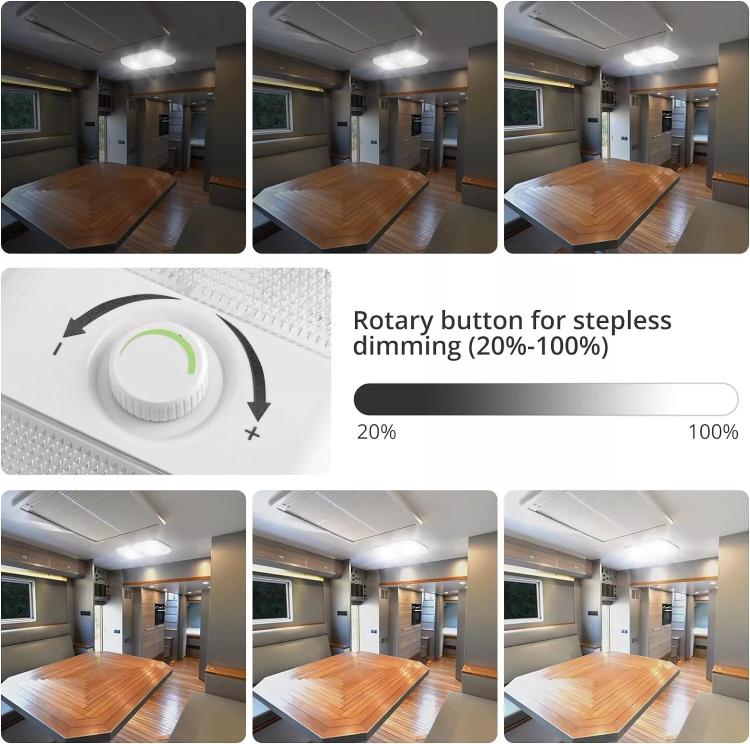 12-24V RV Light 120 LEDs 3-Color Temperature Rotary Button Dimming Roof Light FC01 - Dome Lights by PMc TechLife | Online Shopping South Africa | PMc TechLife | Buy Now Pay Later Mobicred