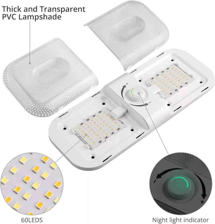 12-24V RV Light 120 LEDs 3-Color Temperature Rotary Button Dimming Roof Light FC01 - Dome Lights by PMc TechLife | Online Shopping South Africa | PMc TechLife | Buy Now Pay Later Mobicred