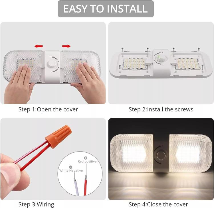 12-24V RV Light 120 LEDs 3-Color Temperature Rotary Button Dimming Roof Light FC01 - Dome Lights by PMc TechLife | Online Shopping South Africa | PMc TechLife | Buy Now Pay Later Mobicred