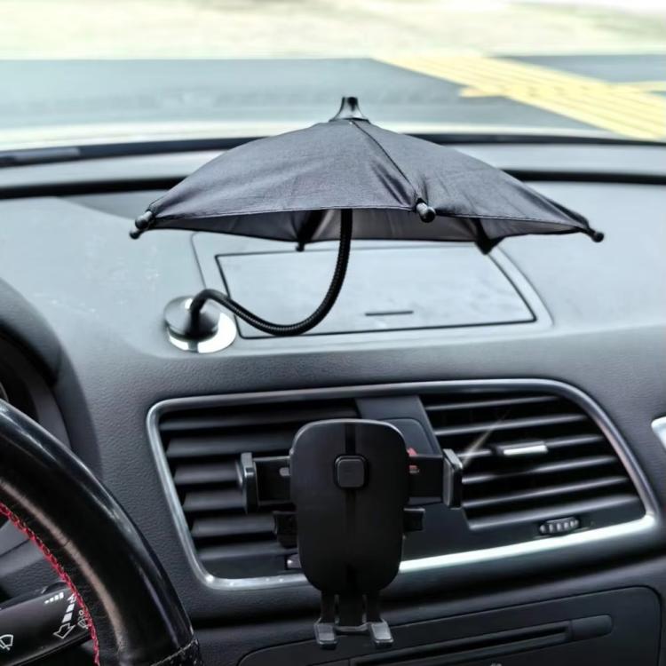 Magnetic Phone Mini Sun Protection Umbrella Parasol Diameter 9.4 inch, Metal Hose 8.3 inch(Black) - Universal Car Holders by PMc TechLife | Online Shopping South Africa | PMc TechLife | Buy Now Pay Later Mobicred