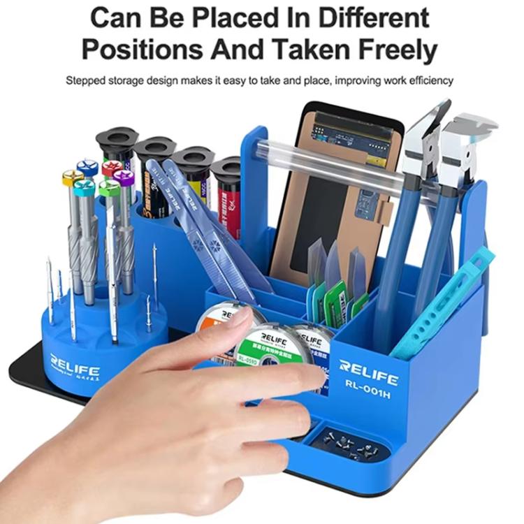 RELIFE RL-001H Rotary Organizer Cell Phone Repair Tool Parts Screwdriver Storage Rack(Blue) - free shipping - PMC TechLife - Order now!