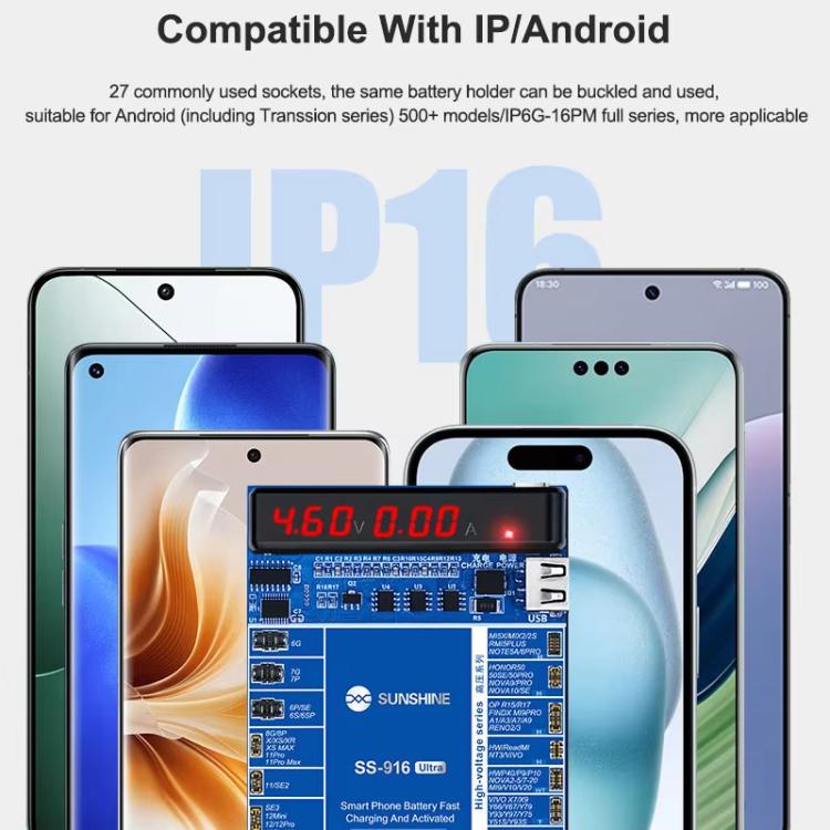 SUNSHINE SS-916 Ultra Charging Activation Fixture 5-9V Adaptive Voltage Support iPhone 16 Series and Android Models - Test Tools by SUNSHINE | Online Shopping South Africa | PMC TechLife | Buy Now Pay Later Mobicred