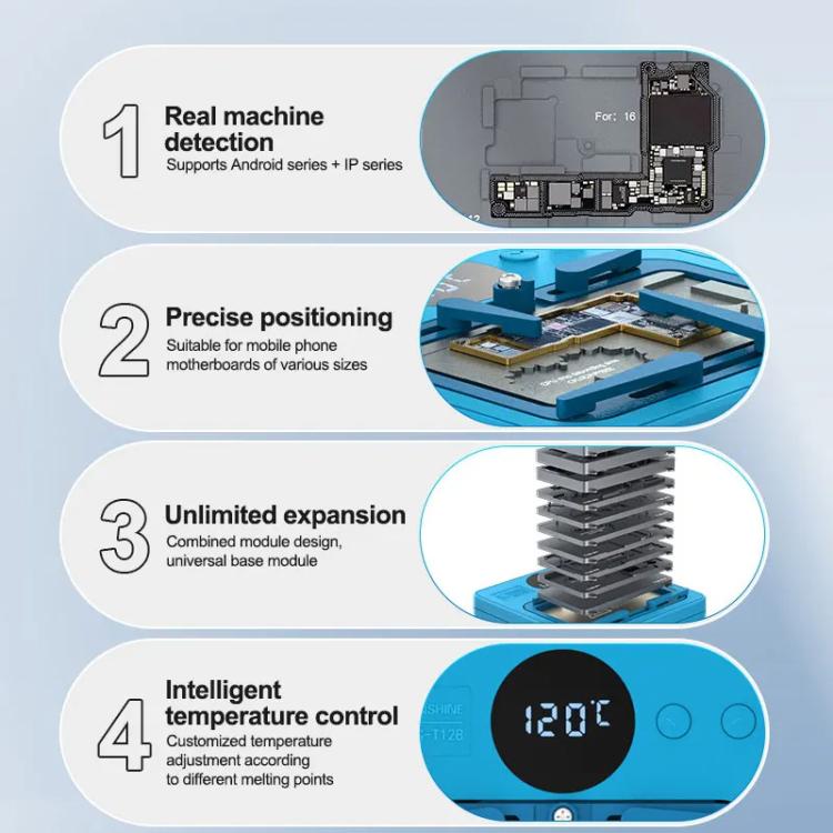 SUNSHINE SS-T12B 9 In 1 Mobile Phone Motherboard Smart Repair Heating Platform Kit Support IP7G-16PM/Android Universal - free shipping - PMC TechLife - Order now!