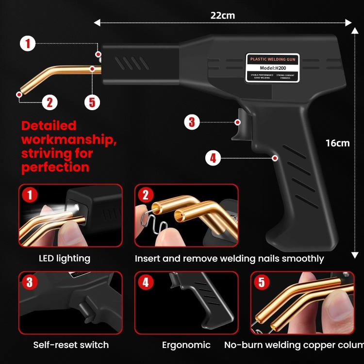 Rechargeable Car Bumper Plastic Repair Welding Machine, Specification: Black+200 Welding Nails - Hand Tool Sets by PMc TechLife | Online Shopping South Africa | PMc TechLife | Buy Now Pay Later Mobicred