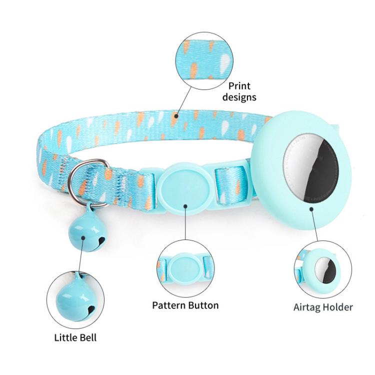 For Airtag Tracker Protective Case Cat Collar GPS Locator Protective Case With Bell(Black Night Beach) - Pet Series by PMC TechLife | Online Shopping South Africa | PMC TechLife | Buy Now Pay Later Mobicred