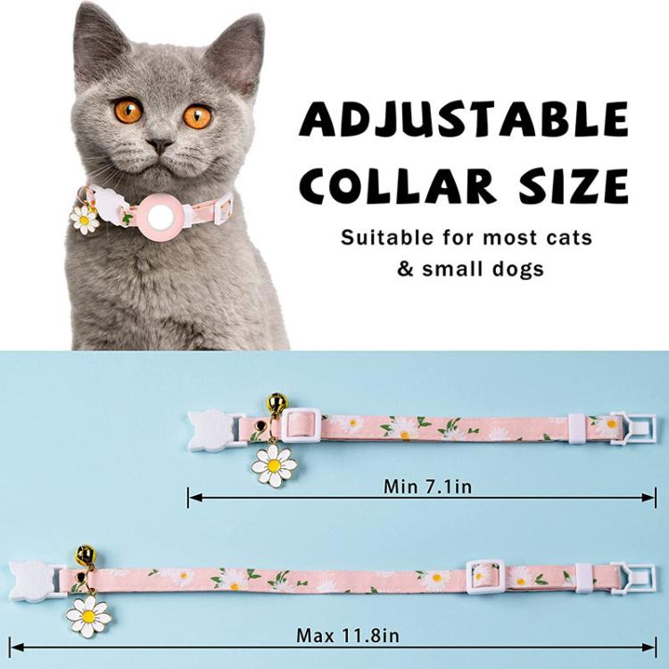 For AirTag Tracker Silicone Cover Small Daisy Pet Collar Dog Collar With Bell And Front Back Film(Pink) - Pet Series by PMC TechLife | Online Shopping South Africa | PMC TechLife | Buy Now Pay Later Mobicred