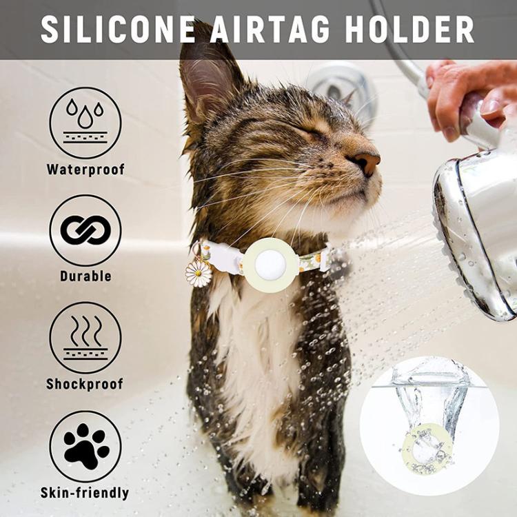 For AirTag Tracker Silicone Cover Small Daisy Pet Collar Dog Collar With Bell And Front Back Film(Pink) - Pet Series by PMC TechLife | Online Shopping South Africa | PMC TechLife | Buy Now Pay Later Mobicred