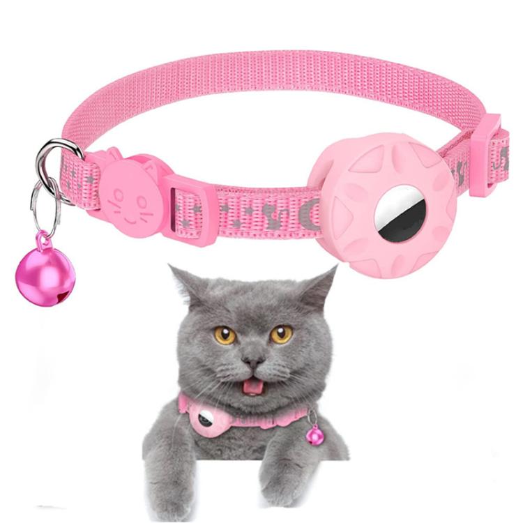 For AirTag Tracker Silicone Case Reflective Stars And Moon Cats Dogs Pet Collar With Bell(Pink) - Pet Series by PMC TechLife | Online Shopping South Africa | PMC TechLife | Buy Now Pay Later Mobicred