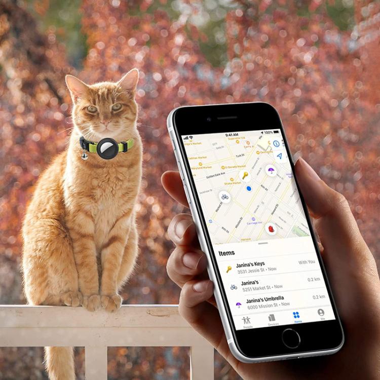 For AirTag Tracker Silicone Case Rainbow Gradient Pet Cat Collar With Bell(Gradient Orange) - free shipping - PMC TechLife - Order now!