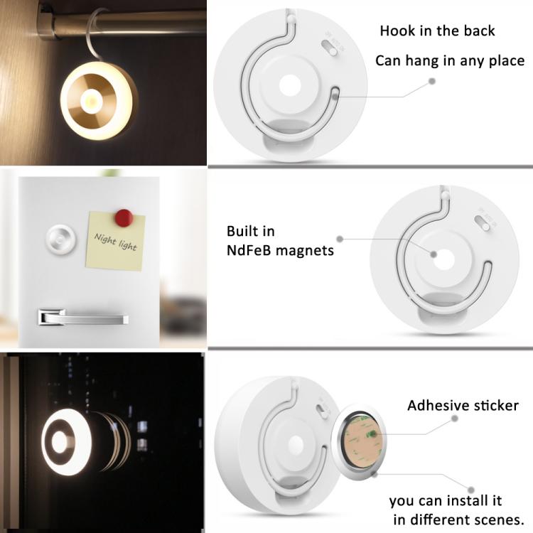 LED Motion Sensor Light With Hidden Hook Adhesive Pads and Magnet(Warm Light) - Sensor LED Lights by PMc TechLife | Online Shopping South Africa | PMc TechLife | Buy Now Pay Later Mobicred