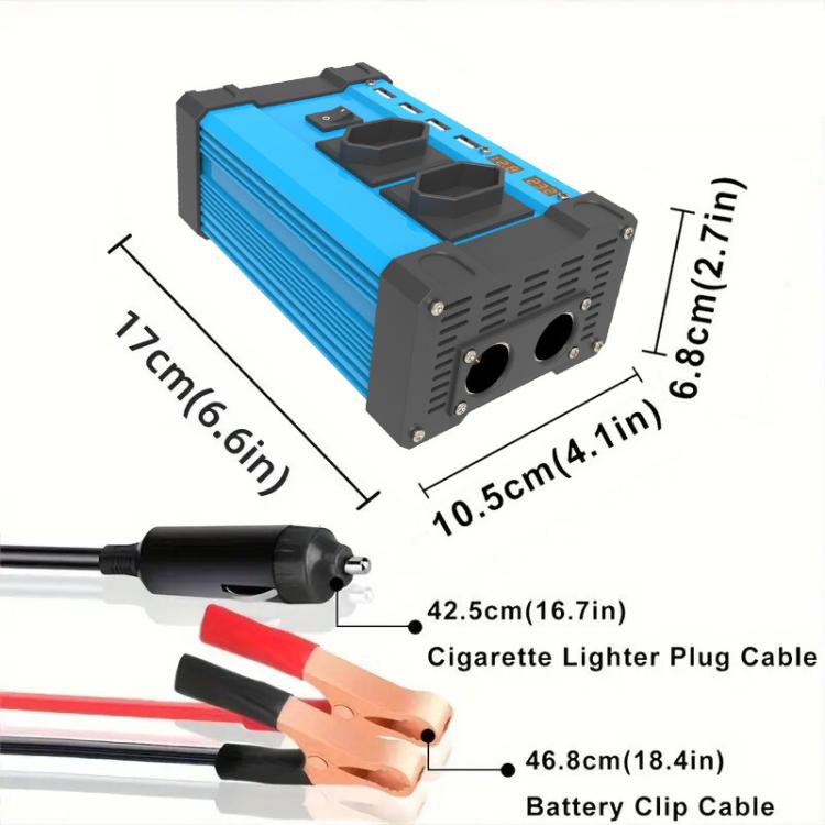 Gurxun 4 USB Ports Digital Display Modified Square Wave Inverter, Spec: 300W US Plug 12V To 110V - free shipping - PMC TechLife - Order now!