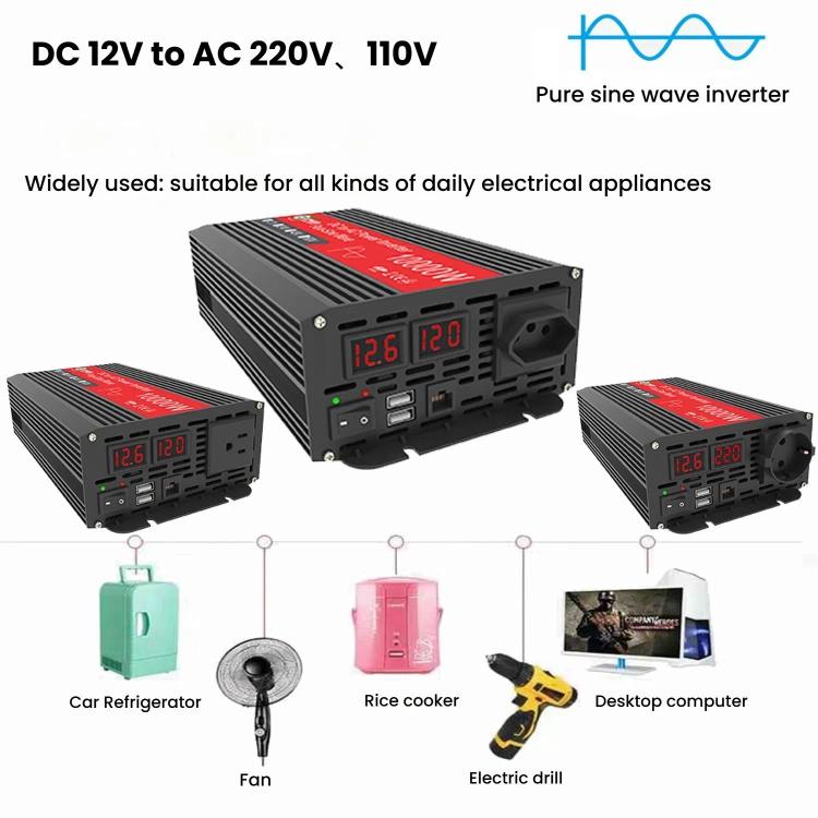 Gurxun 1500W Dual USB Fast Charger Dual Digital Display Pure Sine Wave Inverter, Spec: US Plug 12V To 110V - free shipping - PMC TechLife - Order now!