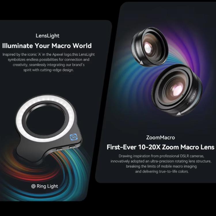 APEXEL 10-20x Zoom Macro Lens With 45-Mode Fill Light Kit for Smartphones - free shipping - PMC TechLife - Order now!