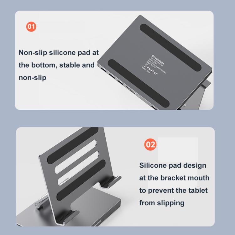 Blueendless 4K/60Hz Multifunctional Docking Station Tablet Holder, Spec: 10-in-1 - free shipping - PMC TechLife - Order now!