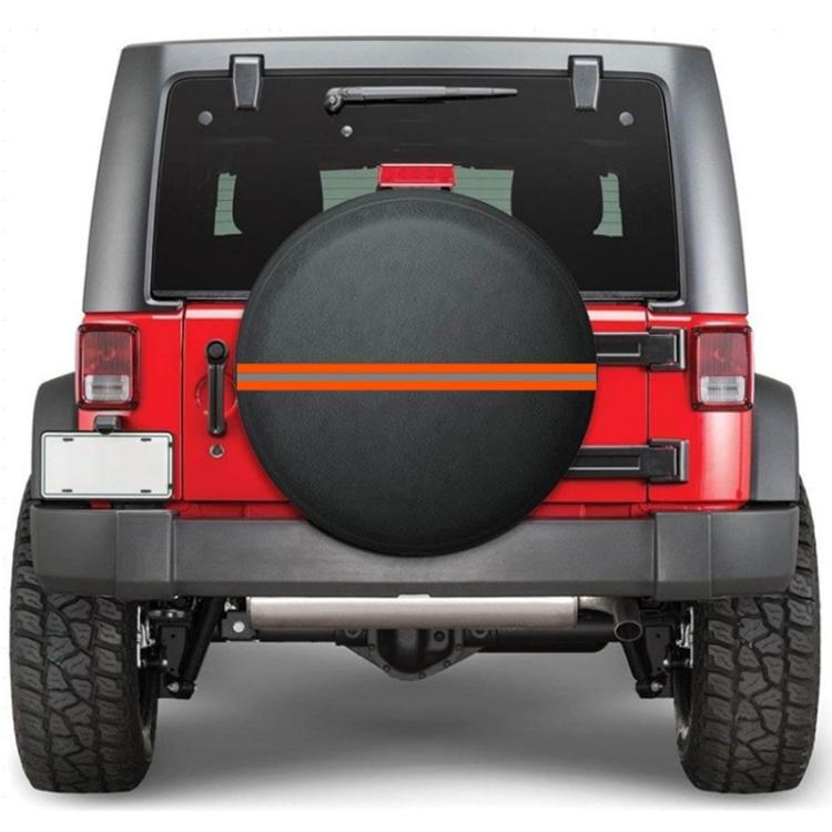 15inch Thickened Imitation Leather Car Tire Protector Spare Tire Cover With Reflective Stripes(FG-1 Gray) - Window Foils & Solar Protection by PMc TechLife | Online Shopping South Africa | PMc TechLife | Buy Now Pay Later Mobicred