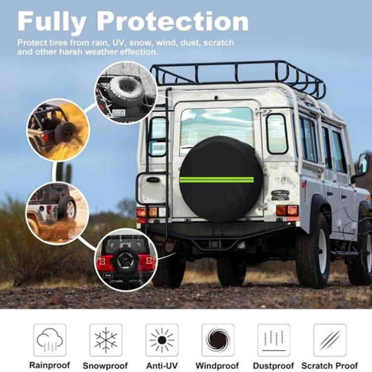 17inch Thickened Imitation Leather Car Tire Protector Spare Tire Cover With Reflective Stripes(FG-1 Gray) - Window Foils & Solar Protection by PMc TechLife | Online Shopping South Africa | PMc TechLife | Buy Now Pay Later Mobicred