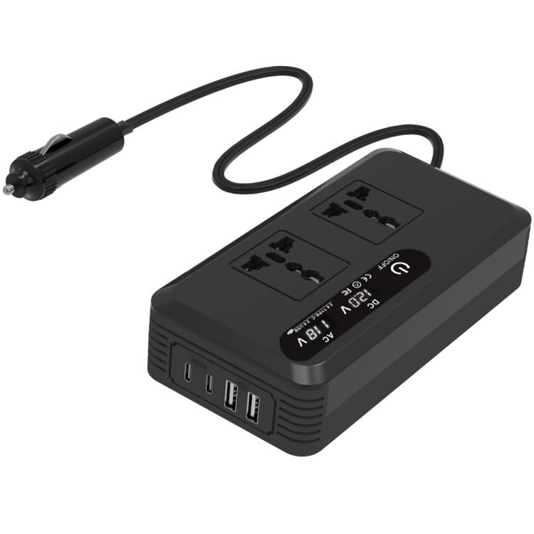 Gurxun Dual Digital Display Car Inverter With 2 USB+2 Type-C Ports Universal Plug 220V - free shipping - PMc TechLife - Order now!