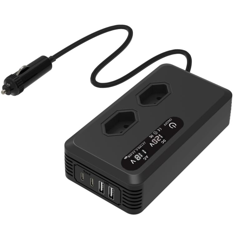 Gurxun Dual Digital Display Car Inverter With 2 USB+2 Type-C Ports Brazil Plug 110V - Modified Square Wave by Gurxun | Online Shopping South Africa | PMc TechLife | Buy Now Pay Later Mobicred