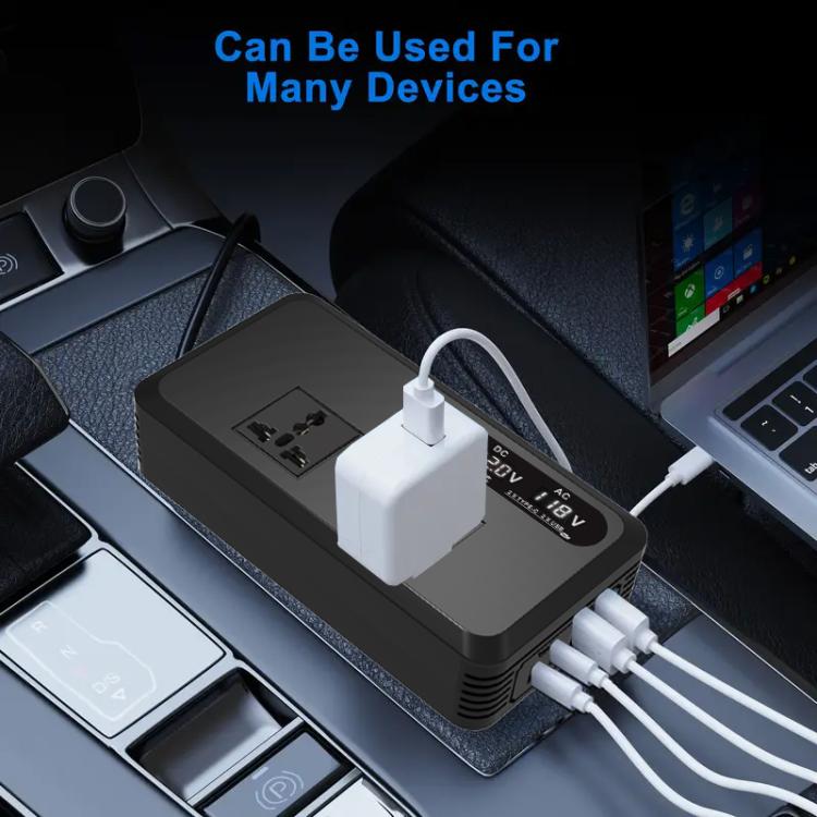 Gurxun Dual Digital Display Car Inverter With 2 USB+2 Type-C Ports Brazil Plug 110V - Modified Square Wave by Gurxun | Online Shopping South Africa | PMc TechLife | Buy Now Pay Later Mobicred