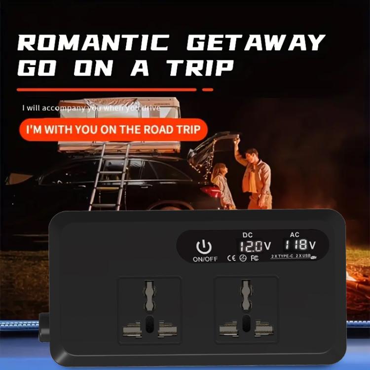 Gurxun Dual Digital Display Car Inverter With 2 USB+2 Type-C Ports Universal Plug 110V - free shipping - PMc TechLife - Order now!
