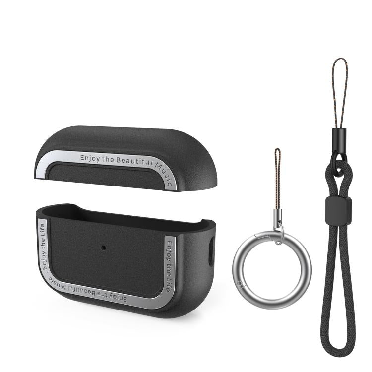 For AirPods Pro 2 AhaStyle JY09 Dual Lanyard Case TPU+Aluminum Personalized Case(Black) - free shipping - PMC TechLife - Order now!